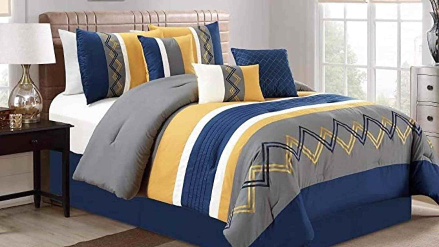 7 Navy And Yellow Bedding Set Make Your Bedroom Full Of Colors!