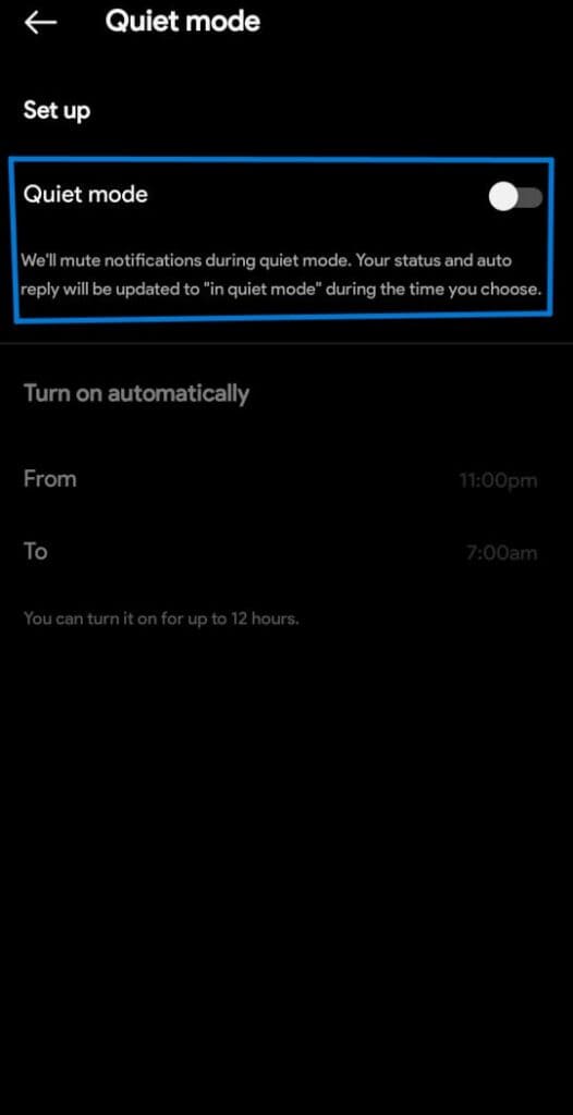 Turn On Quiet Mode to use quiet mode on instagram