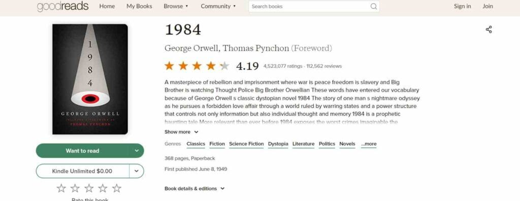 1984 By George Orwell is a top 10 books to read before you die