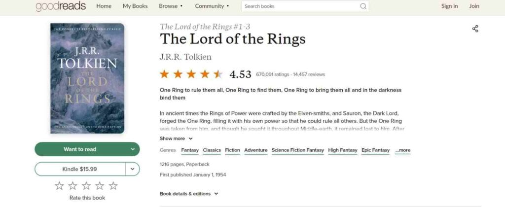 The Lord Of The Rings is a top 10 books to read before you die