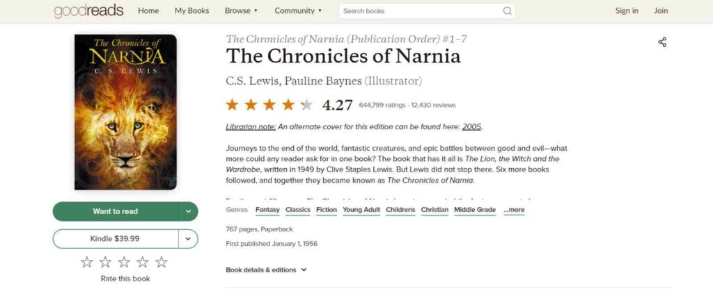 The Chronicles Of Narnia is a top 10 books to read before you die