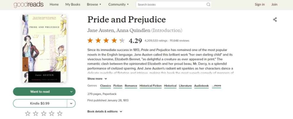 Pride And Prejudice By Jane Austen is a top 10 books to read before you die